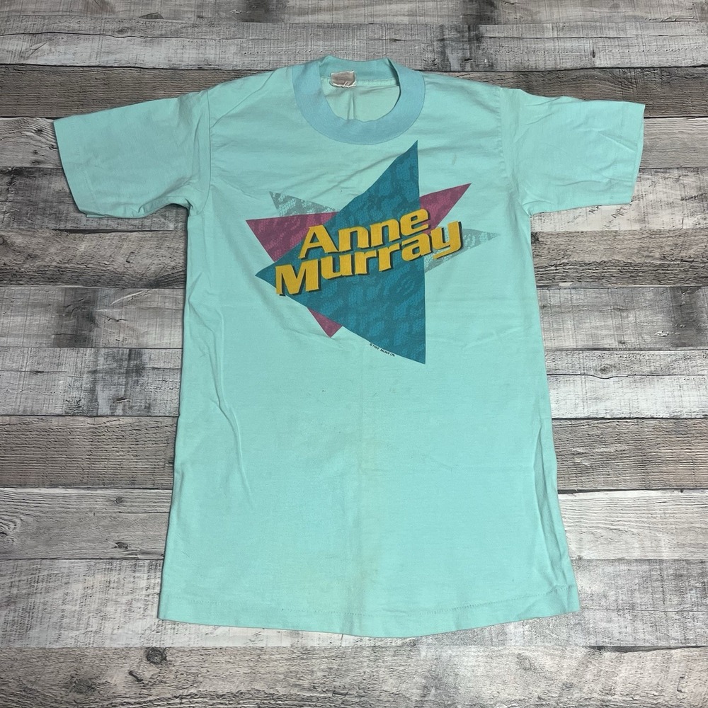 Anne Murray Shirt Size Medium Mint Green Vintage 80s Band Tee Spell out